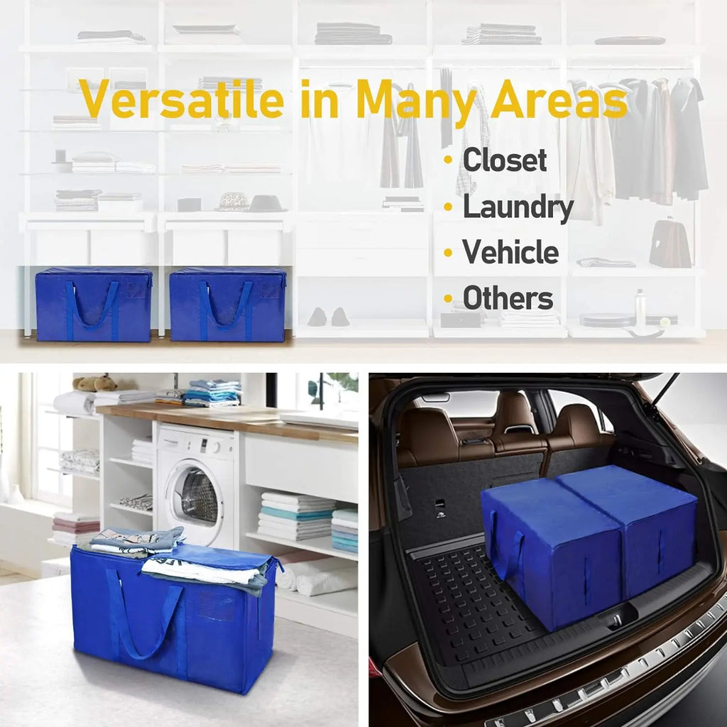 24 Gallon Extra Large Foldable Storage Bag with Handles, Zipper & Tag Pocket for Moving, Camping, Travel & Organization