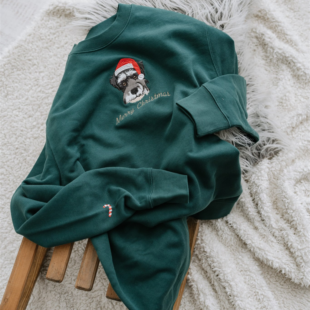 Embroidered Pet Portrait Organic Christmas Jumper