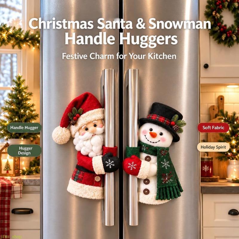2-Piece Plush Santa & Snowman Christmas Handle Cover Set