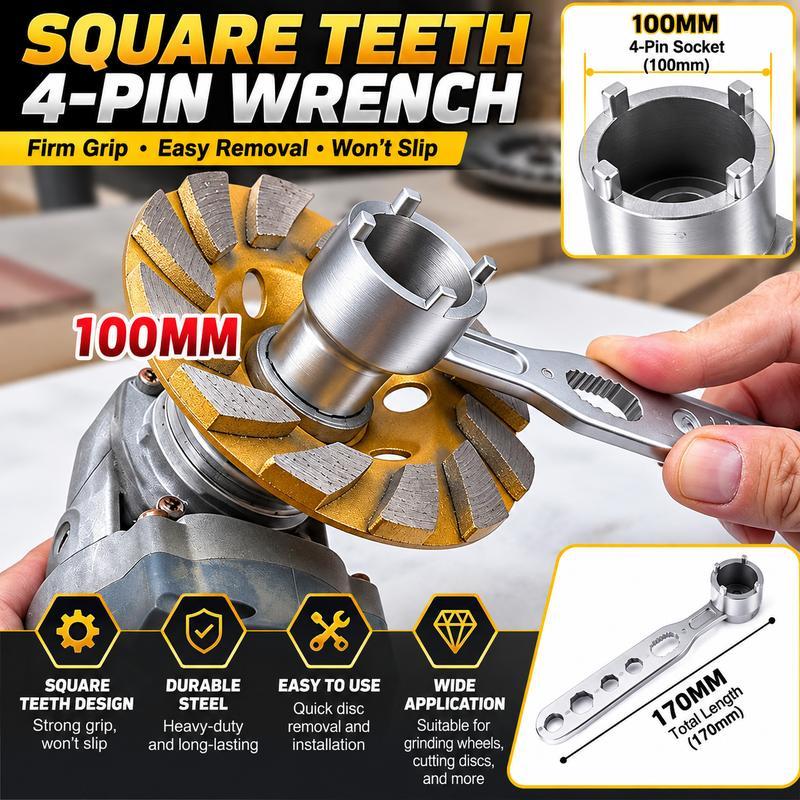 Adjustable 4-Prong Angle Grinder & Polisher Spanner Wrench