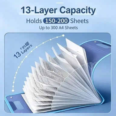 13-Pocket A4 Portable Expanding File Folder with Color Labels