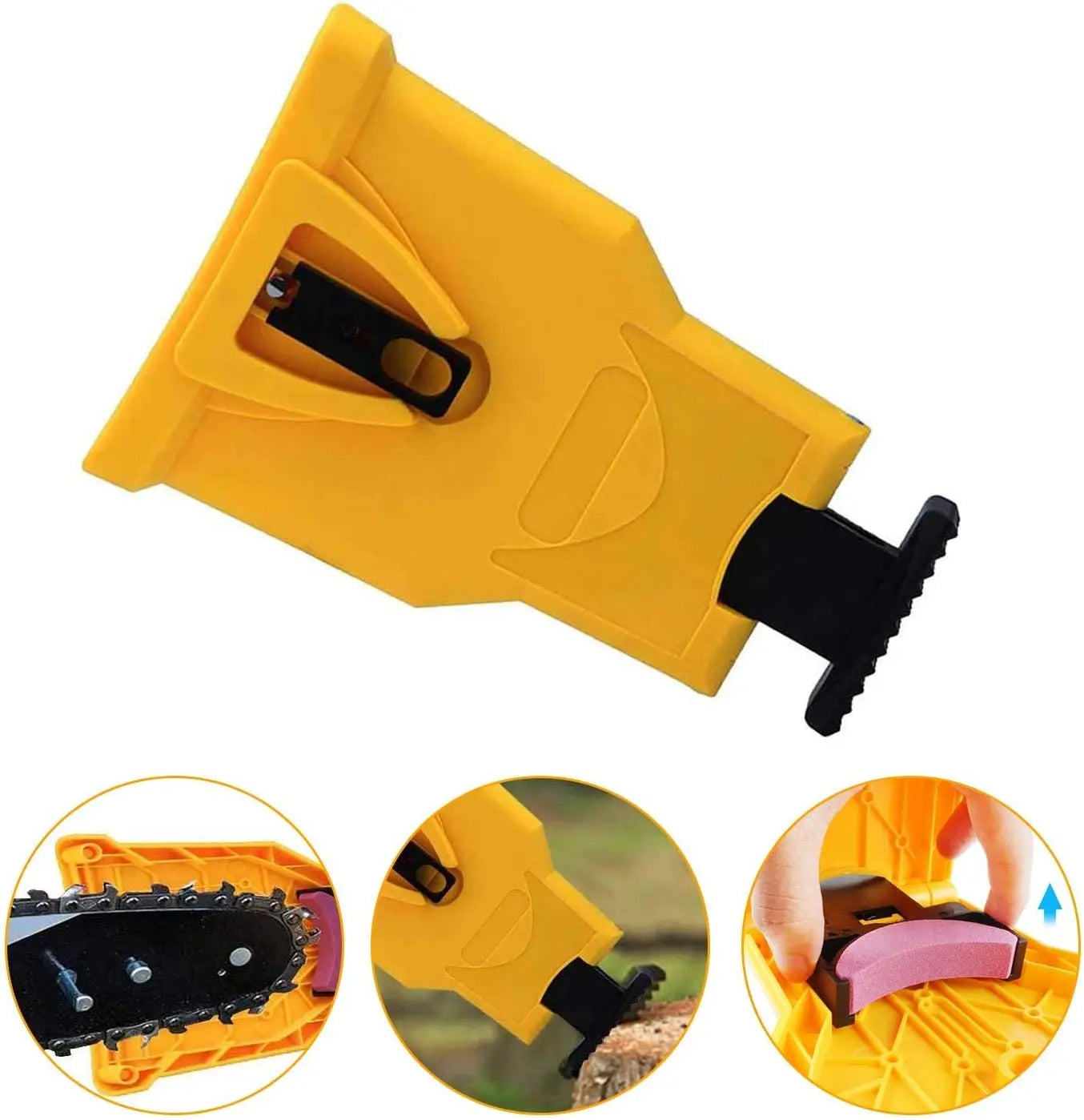 Portable Chainsaw Chain Sharpener, Bar-Mount Fast Sharpening Tool for 14, 16, 18 & 20-Inch Two-Hole Chainsaws