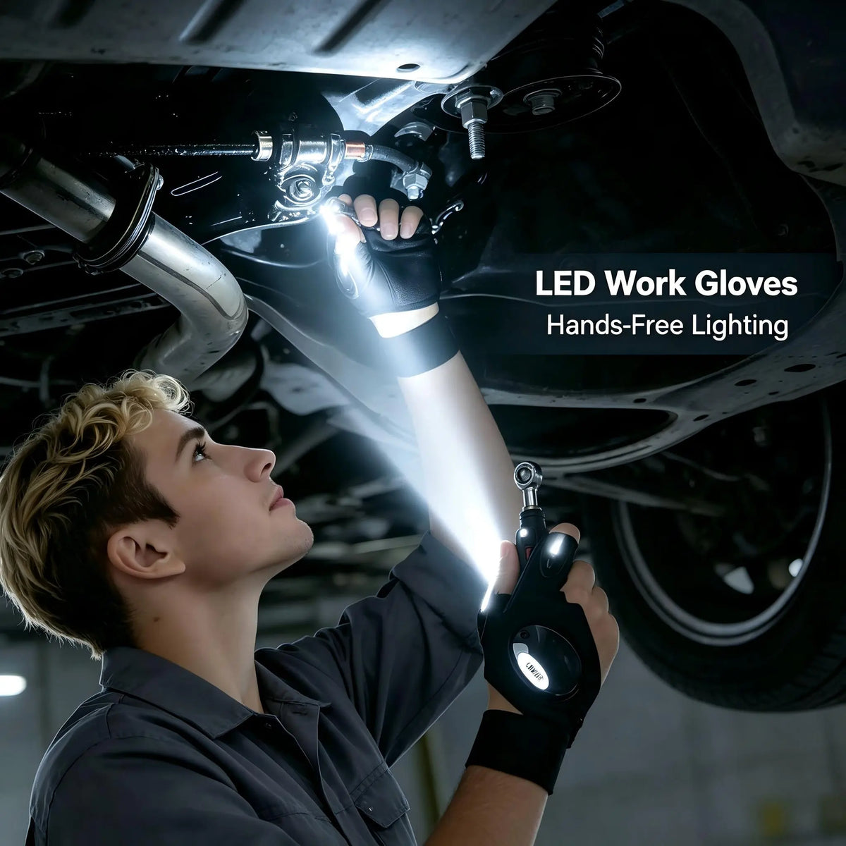 LED Finger Flashlight Gloves, Hands-Free LED Light Gloves for Fishing, Camping, Repair & Outdoor Activities