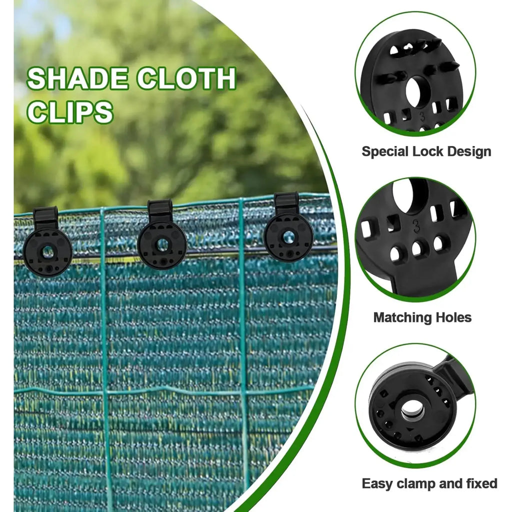Universal Shade Clothes Clips 50 Pcs Black - Heavy Duty Lock Grip for Sun Shade Sail Tarpaulin Mesh Canopy Fence, Windproof Awning Clamp Grip