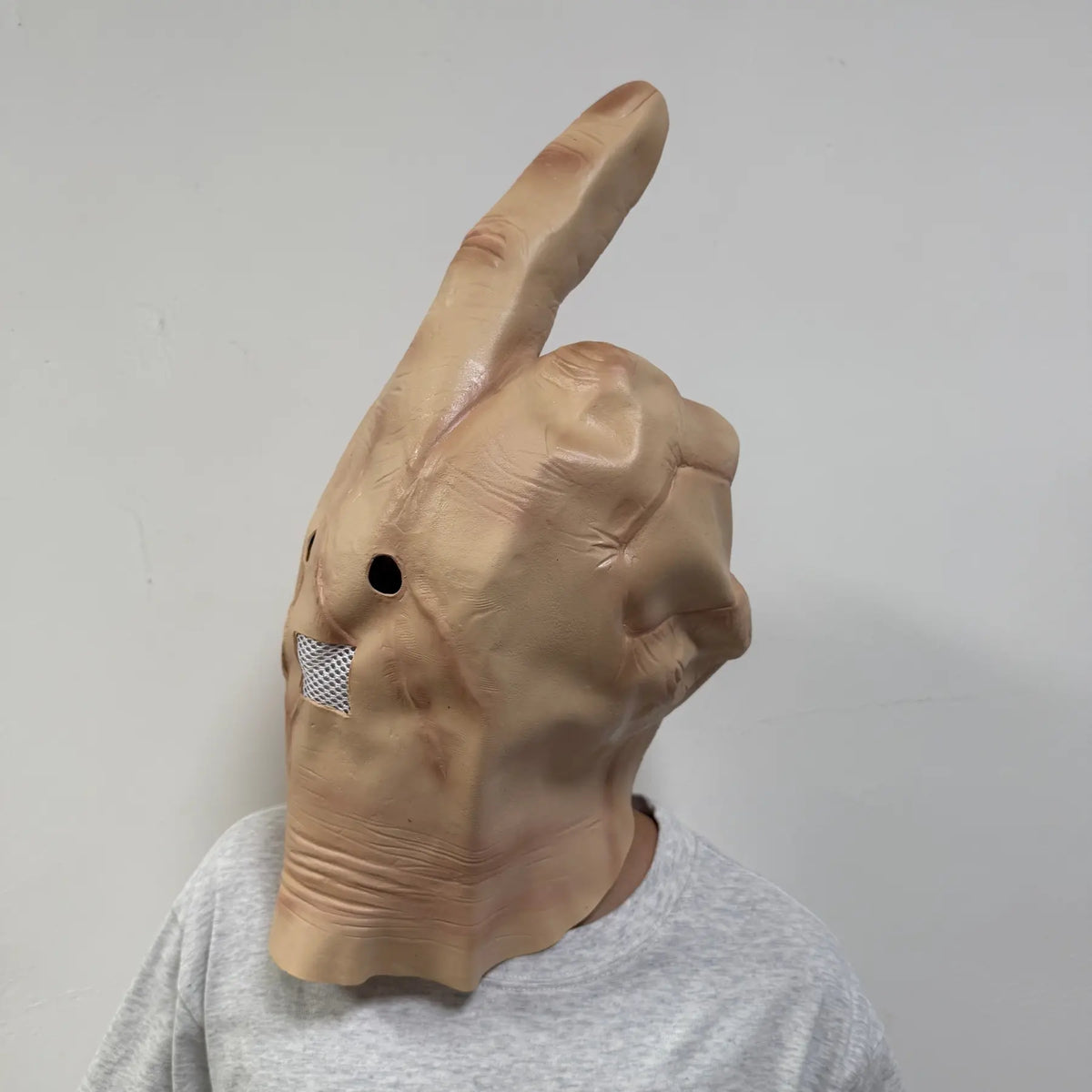 Adult Realistic Middle Finger Hand Full-Head Latex Halloween Mask
