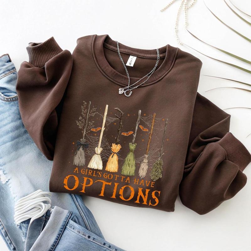 A Girl Gotta Have Options Retro Witch Halloween Sweatshirt