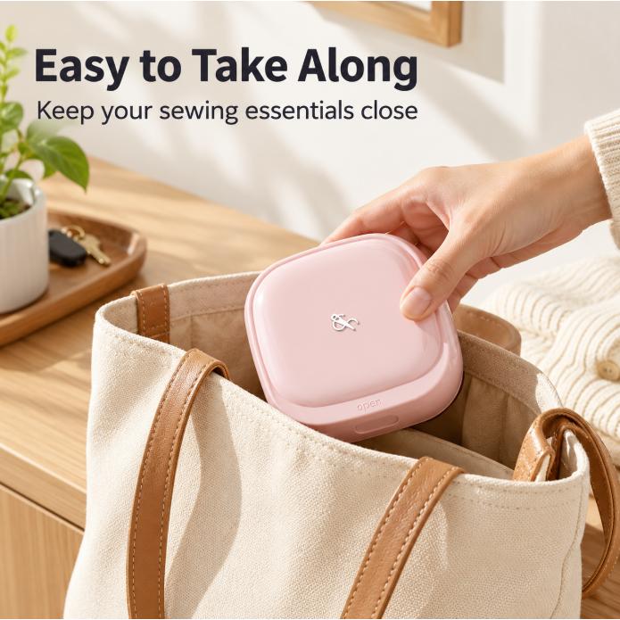 Mini Magnetic Rolling Spool Travel Sewing Kit & Storage Box