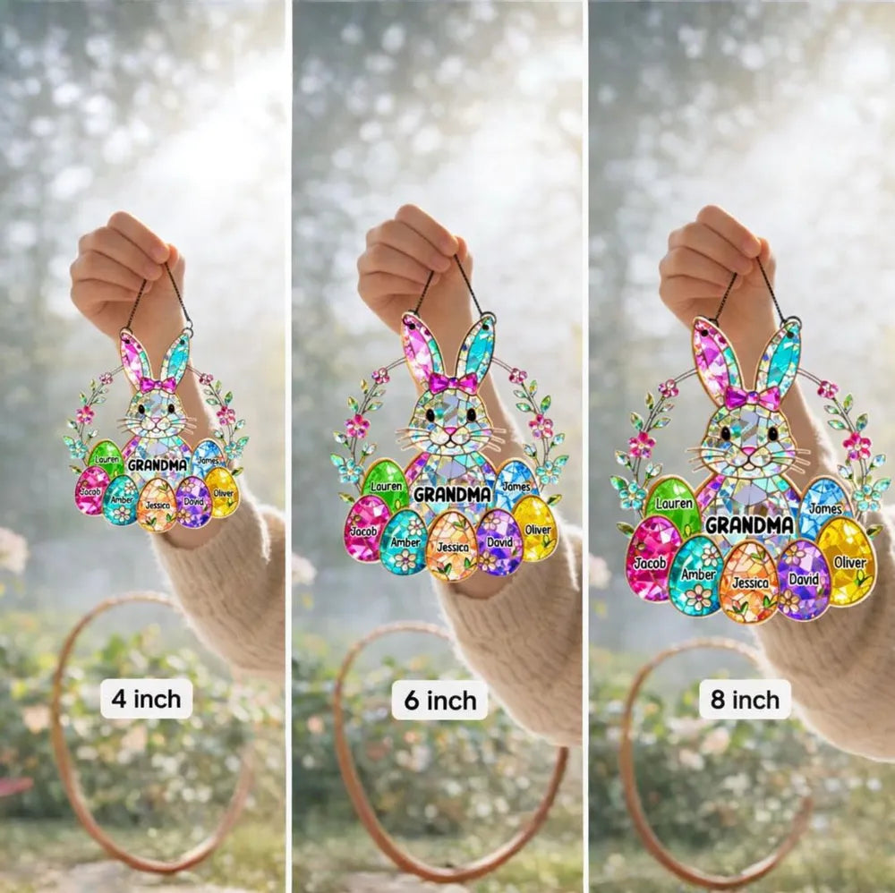 Bunny Grandma Easter Gift - Personalized Acrylic Suncatcher Ornament - Easter Gift, Mother's Day Gift for Grandma, Mom, Wife