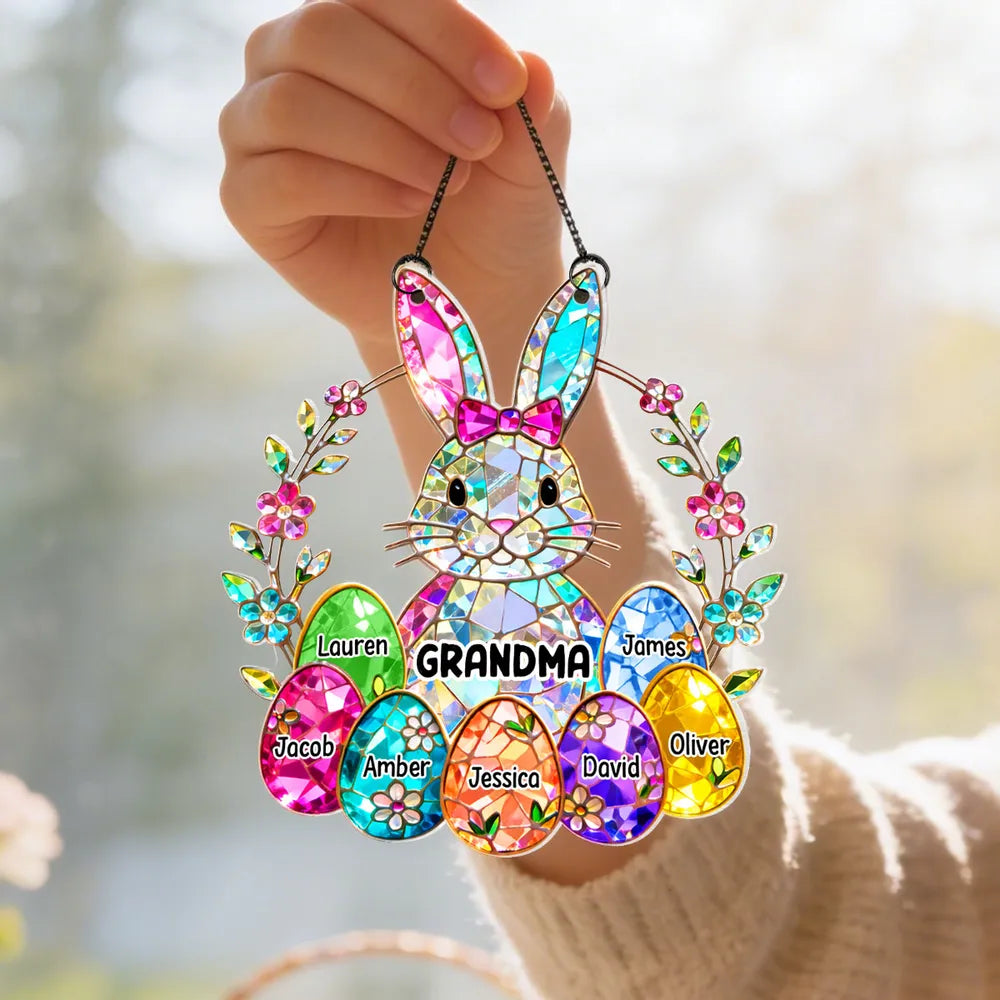 Bunny Grandma Easter Gift - Personalized Acrylic Suncatcher Ornament - Easter Gift, Mother's Day Gift for Grandma, Mom, Wife