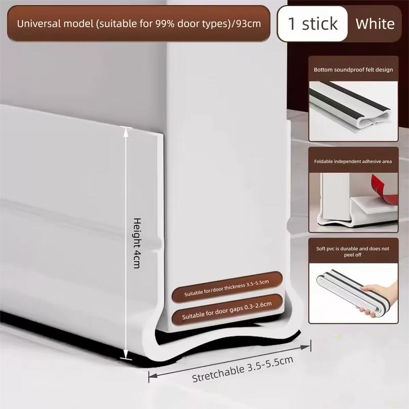 Soundproof Triple Seal Door Draft Stopper Self Adhesive PVC Door Bottom Weather Strip Wind & Noise Insulation Gap Sealing Strip