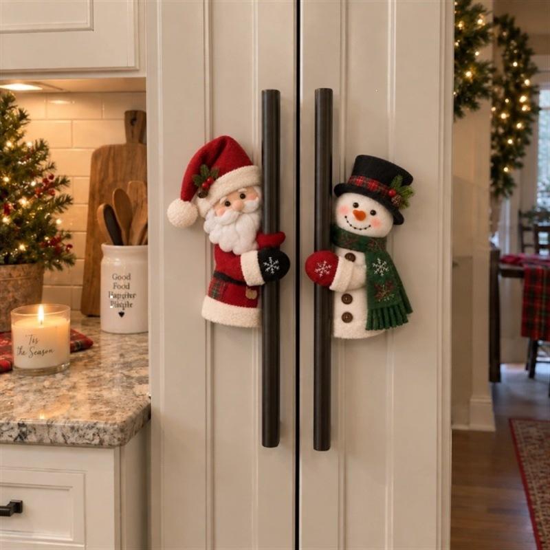 2-Piece Plush Santa & Snowman Christmas Handle Cover Set