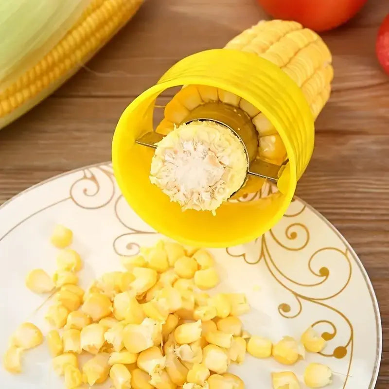 Stainless Steel Corn Kernel Stripper with Collection Cup, Handheld Corn Sheller for Quick Kitchen Prep