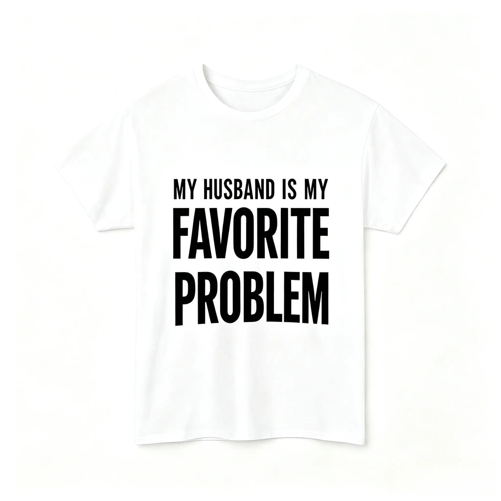 Men's Funny "My Wife Is My Favorite Problem" Graphic T-Shirt, Cotton Crew Neck Casual Tee with Vintage Lived-In Style