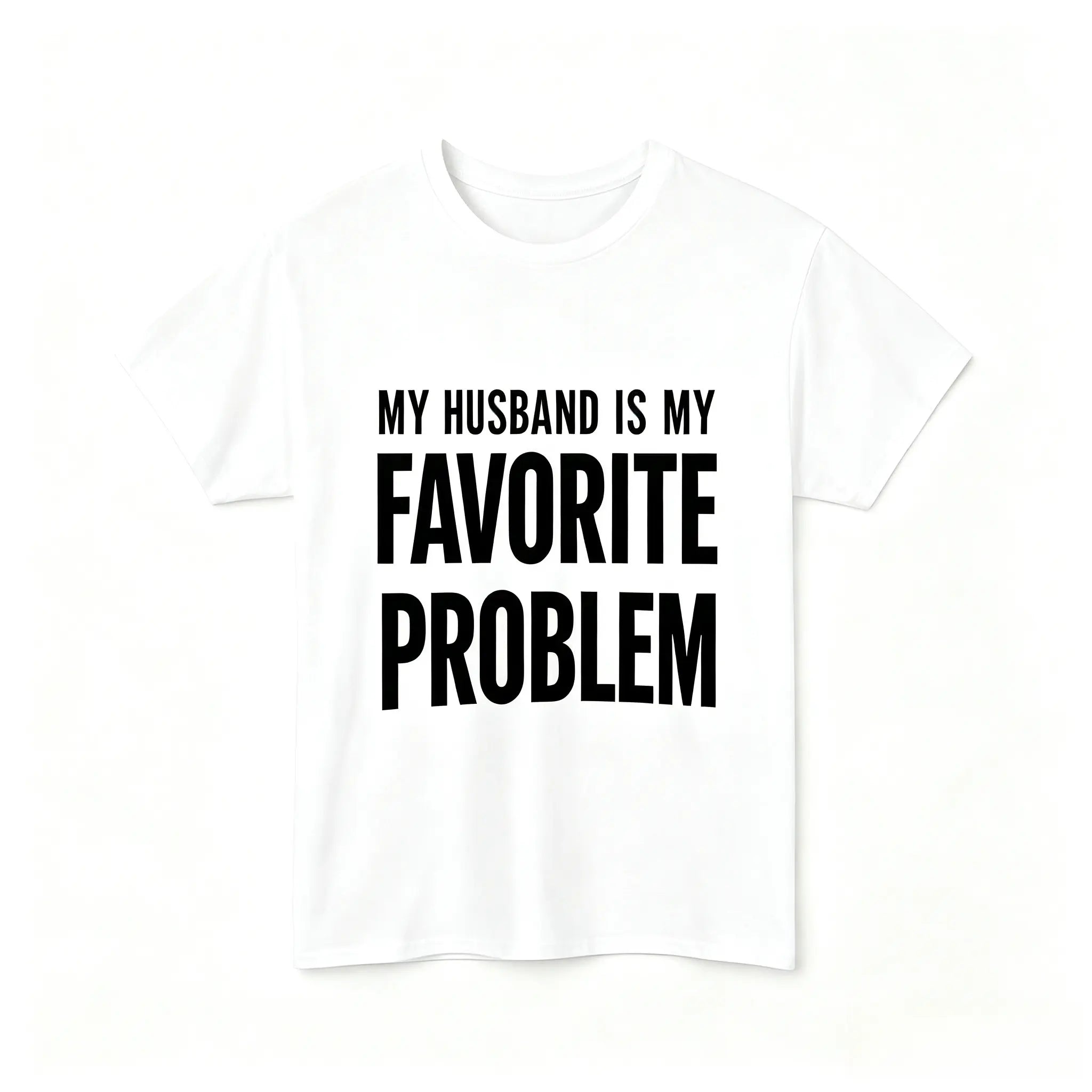 Men's Funny "My Wife Is My Favorite Problem" Graphic T-Shirt, Cotton Crew Neck Casual Tee with Vintage Lived-In Style