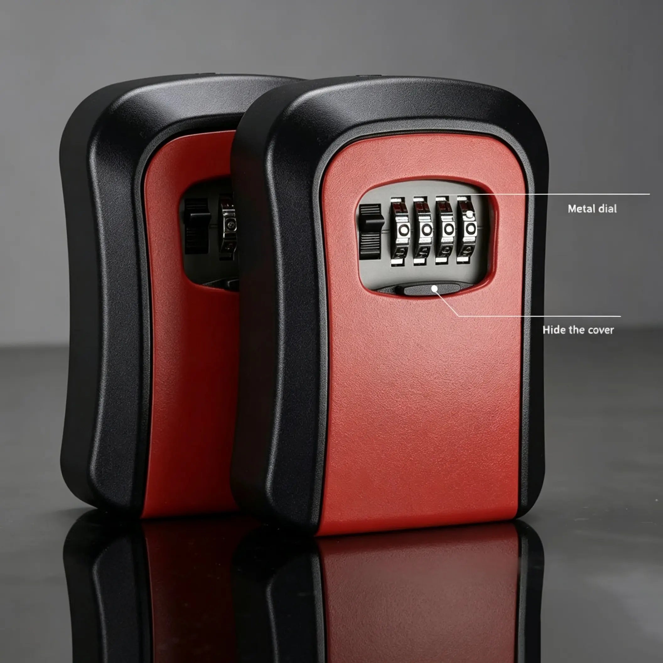 Wall Mount Key Lock Box with 4-Digit Resettable Combination for Home, Office, Garage & Outdoor Key Storage      1/2