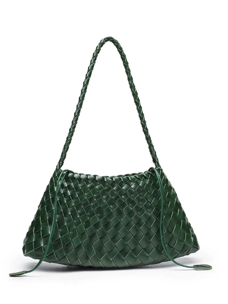 Handmade Woven Beach Bag, 2026 New Luxury Crossbody Shoulder Bag, Casual Plain Design, All Seasons, 18 Colors, Includes Inner Pouch