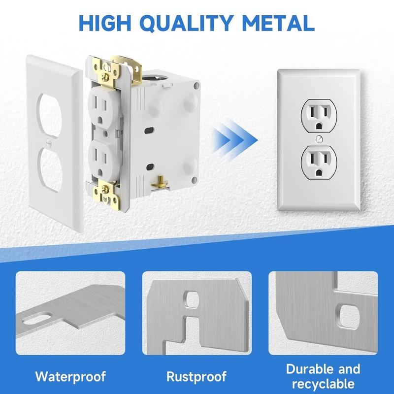 10-Pack Metal Outlet Wall Plate Spacers for Flush Mounting, Leveling & Fixing Loose Electrical Outlets and Boxes