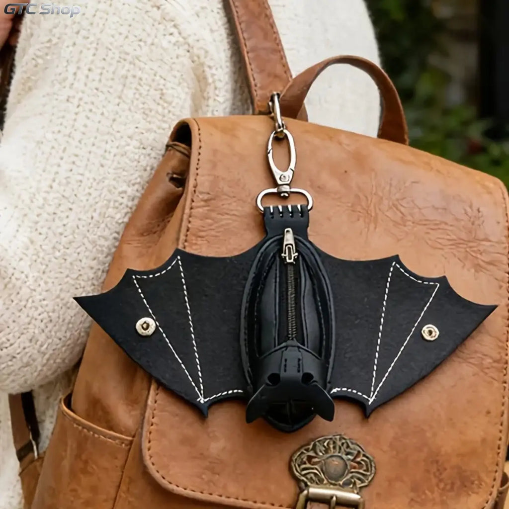 Gothic Bat-Shaped Crossbody Bag with Detachable Strap