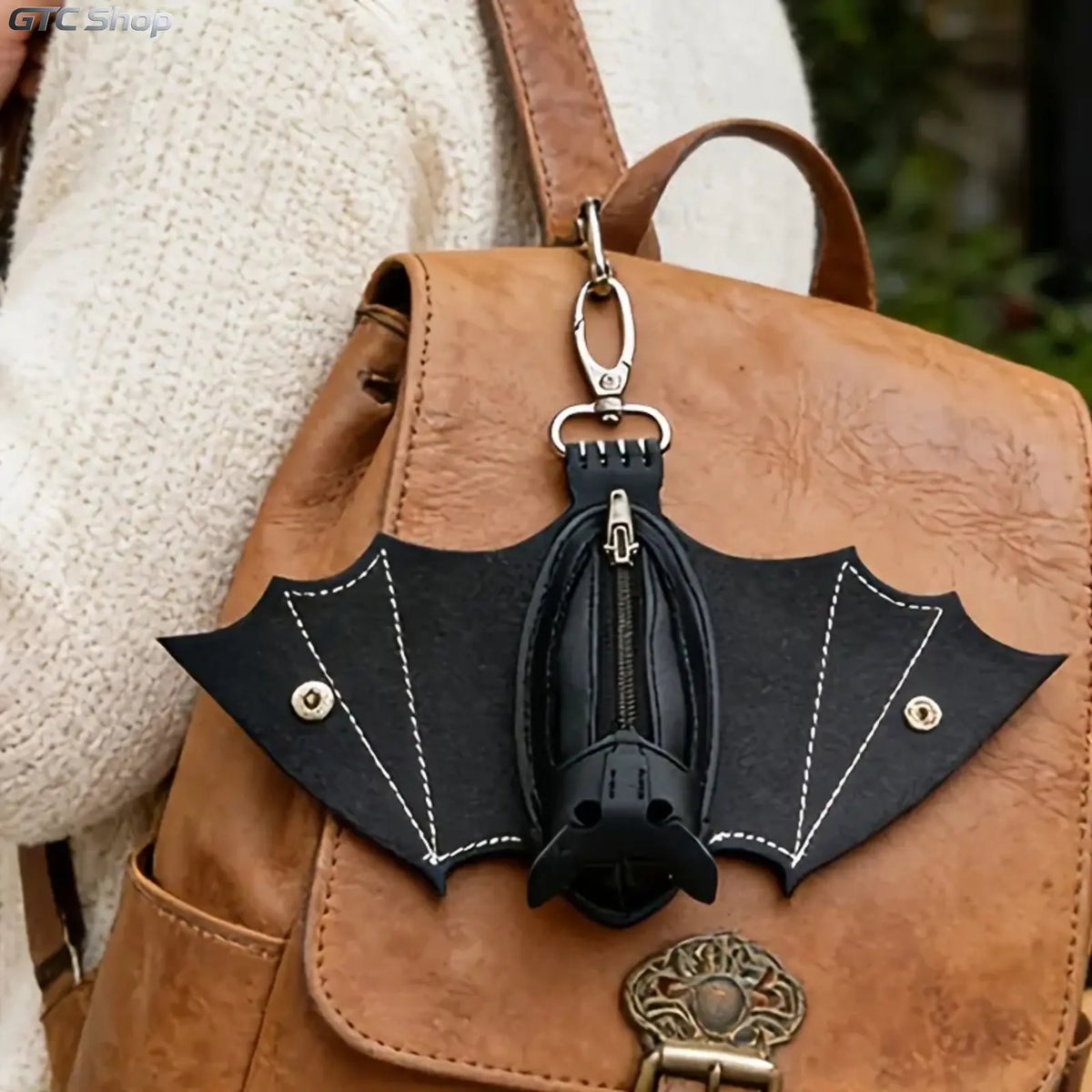 Gothic Bat-Shaped Crossbody Bag with Detachable Strap