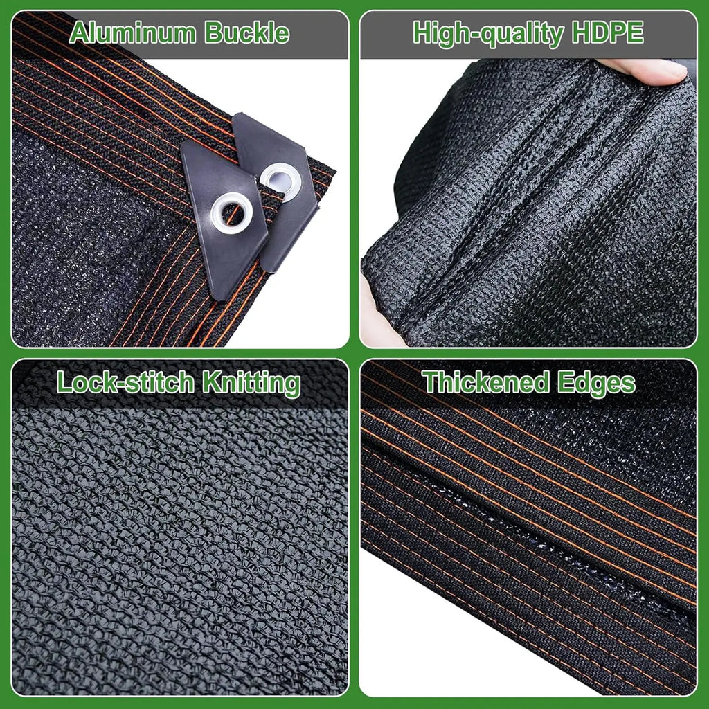 10×13 FT 90% Blackout UV-Resistant Shade Cloth with Reinforced Grommets for Patio, Garden & Pergola