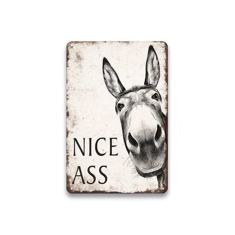 1pc Funny Donkey "Cheese Heads" Bathroom Art Sign - Farmhouse Vintage Metal Tin Wall Decor for Home, Restaurant, Bar - Retro Hilarious Donkey Lover Gift, Trending Viral Must-Have Sassy Bathroom Humor Aesthetic Country Kitchen Decor