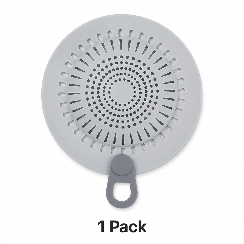 Flexible Silicone Drain Hair Catcher with Lift Handle for Shower, Bathtub, Bathroom Sink & Utility Sink