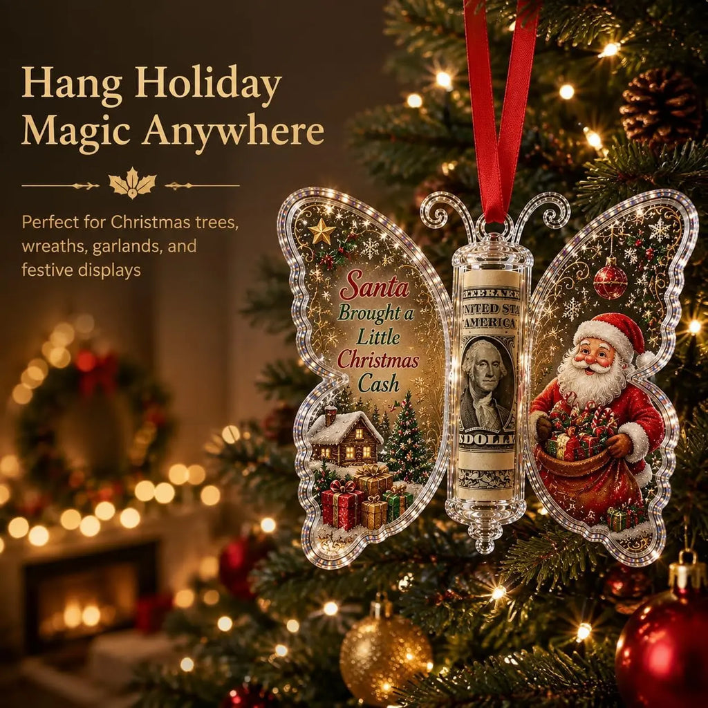 5-Piece Butterfly Acrylic Christmas Cash Gift Ornament Set