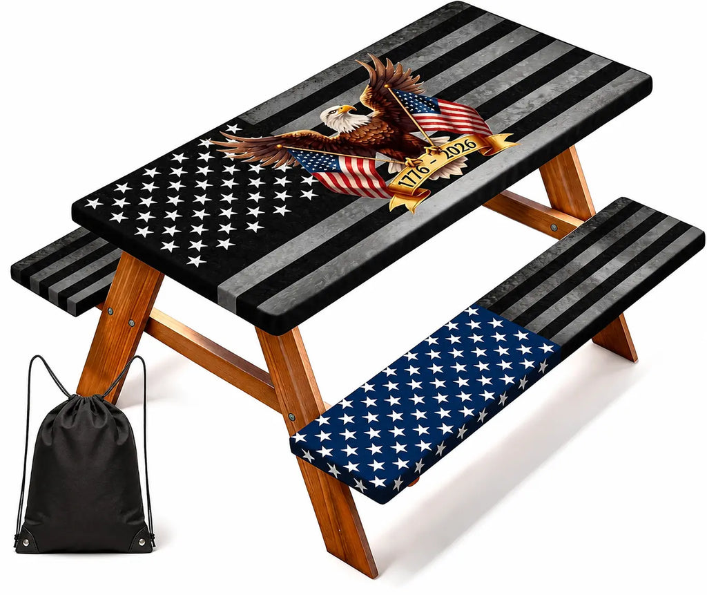 USA 250th Anniversary Patriotic Picnic Table & Bench Covers Set (3-Piece)