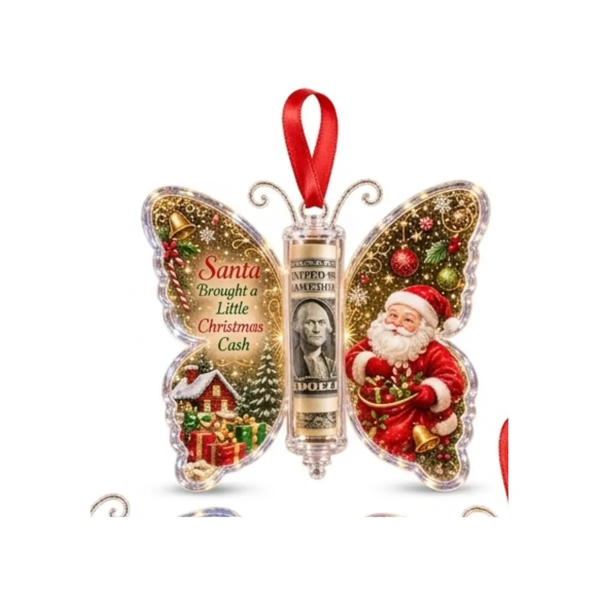 5-Piece Butterfly Acrylic Christmas Cash Gift Ornament Set