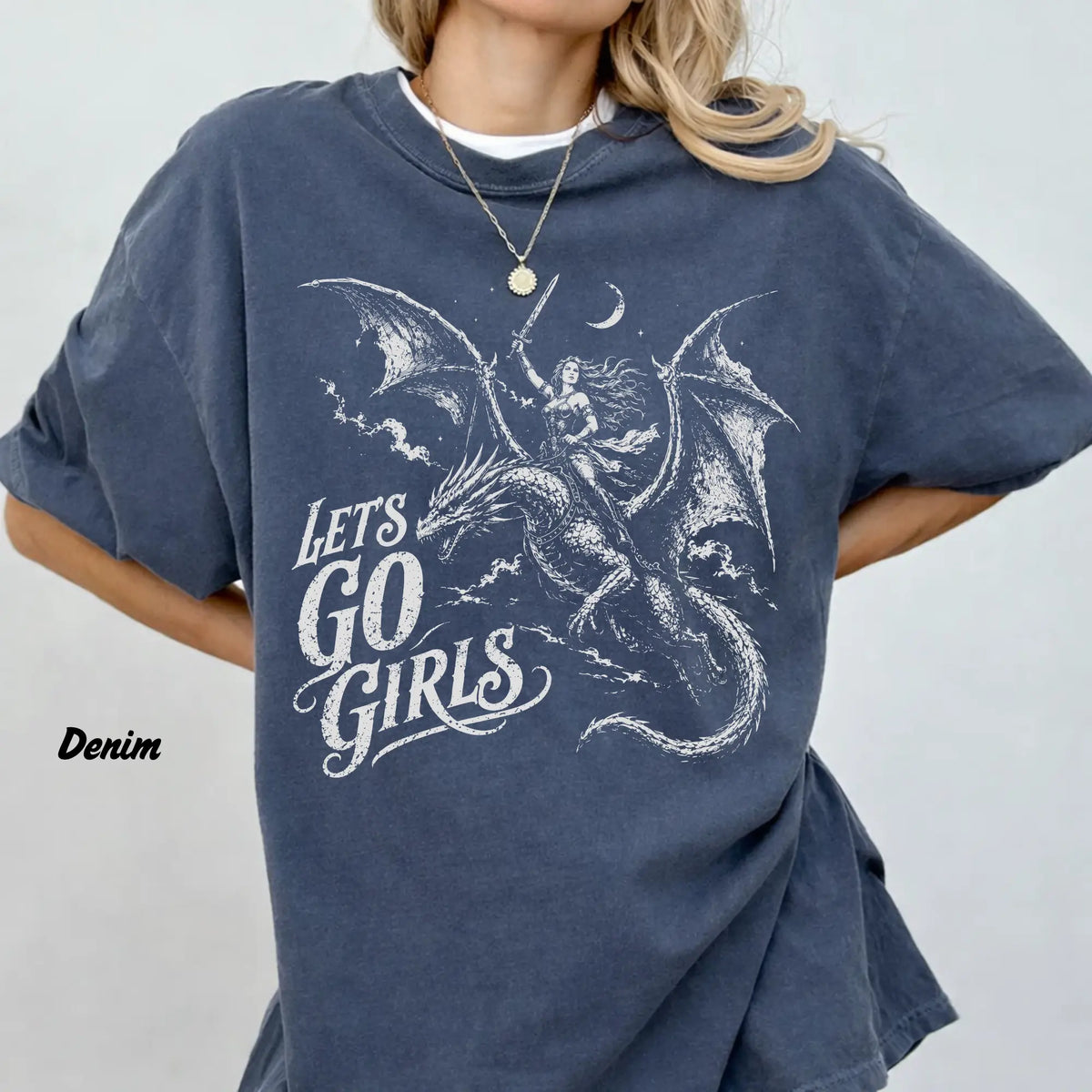 Comfort Colors Retro Dragon Rider Fantasy Warrior Graphic T-Shirt