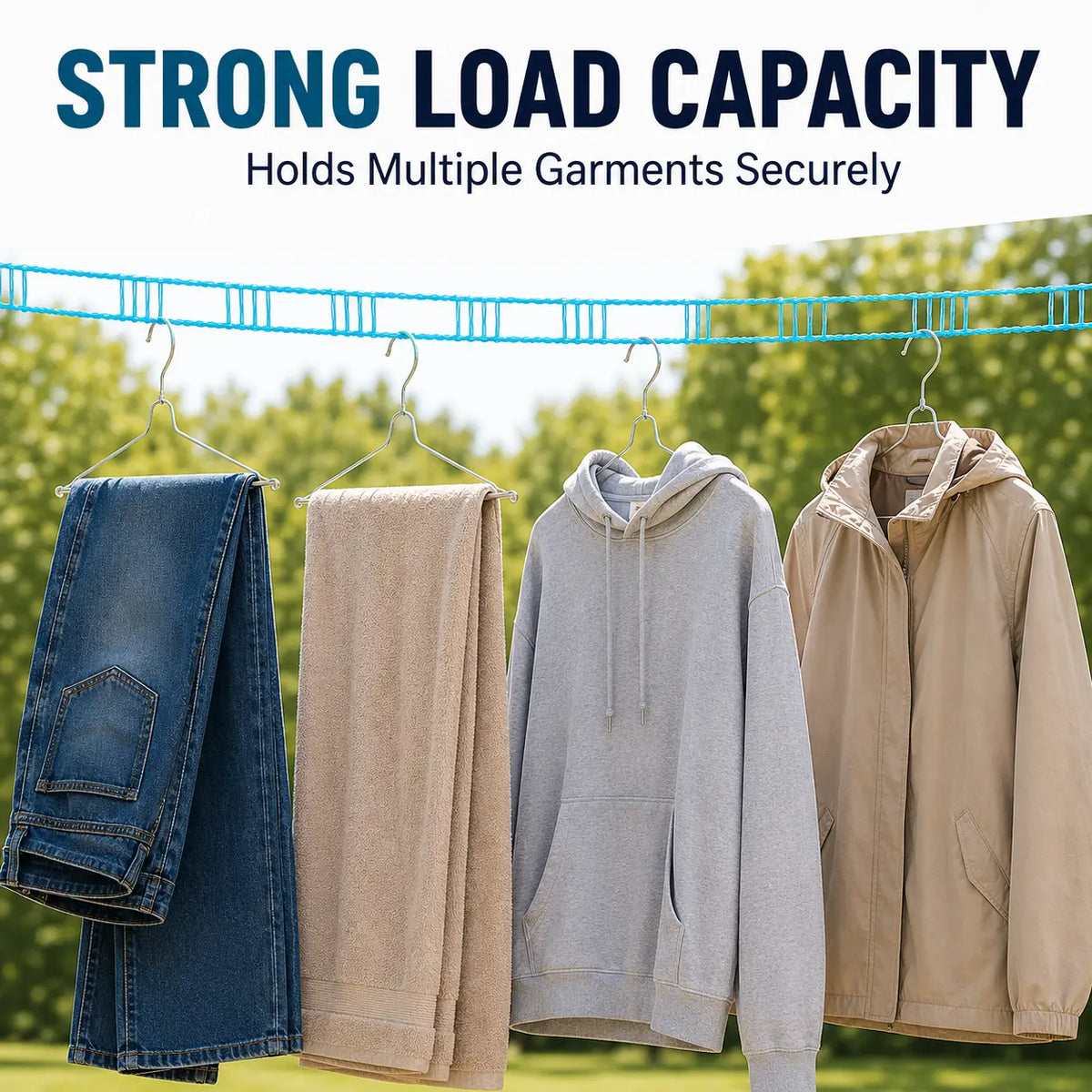 3-Pack Adjustable Non-Slip Clothesline – 196.85 in