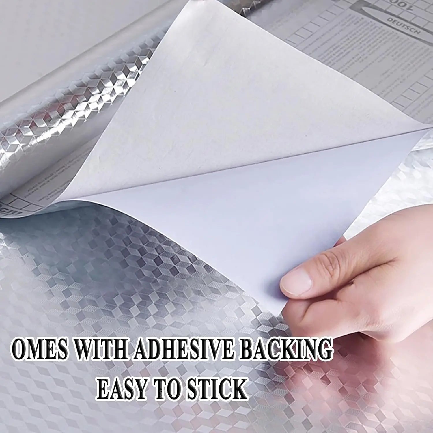 Peel and Stick Wallpaper, Waterproof Contact Paper for Kitchen Countertops Cabinets, Self-Adhesive Removable Aluminum Foil Sticker, Oil Proof Heat Resistant, Easy Clean (40cm*3m)