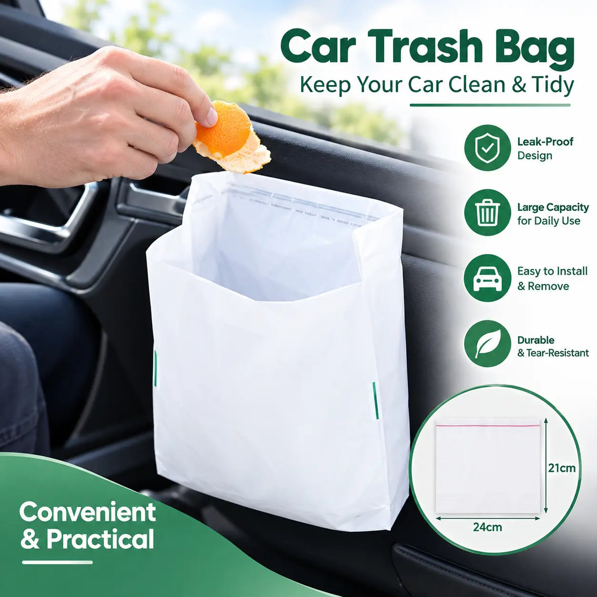 Self-Adhesive Disposable Car Trash Bags – 20/40 Pack