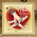 We Love You Mommy Hand Holding - Personalized Flower Shadow Box