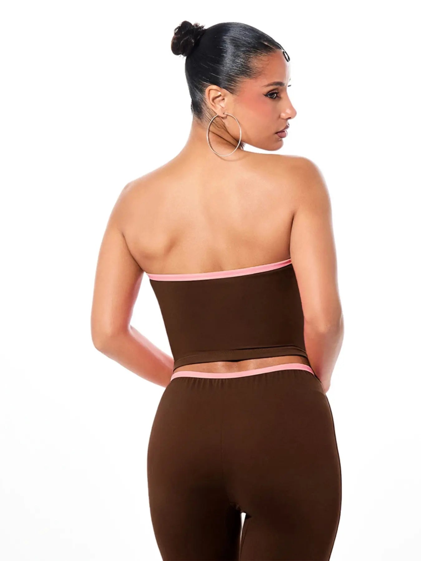 Women's Colorblock Design Casual Summer 2-Piece Slim Fit Tube Top Ensemble, Comfortable and Stylish Outfit for Daily Wear