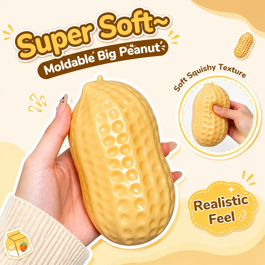 Crunchy Sound Peanut Squishy Toy, Soft Sensory Stress Relief Fidget Toy for Teens, Adults, Desk Relaxation & Party Gifts