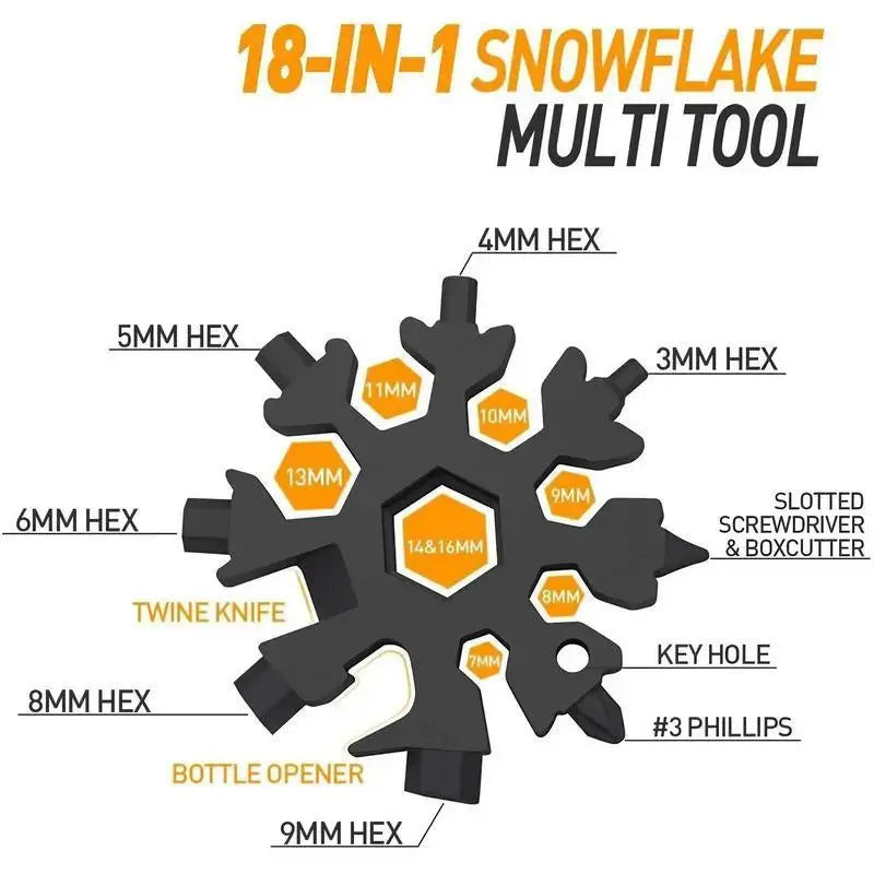 Viral 18-in-1 Snowflake Multi-tool Stainless Steel Portable Wrench All-in-One Screwdriver & Bottle Opener Must-Have Survival Gadget for Outdoor Activities