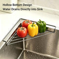 Stainless Steel Corner Sink Shelf with Triangular Open Wire Rack Design, Drainage and Raised Side for Daily Sink Areas Organizer Sponge Holder Cloth Rack Brush Rest Triangular Shelf Open