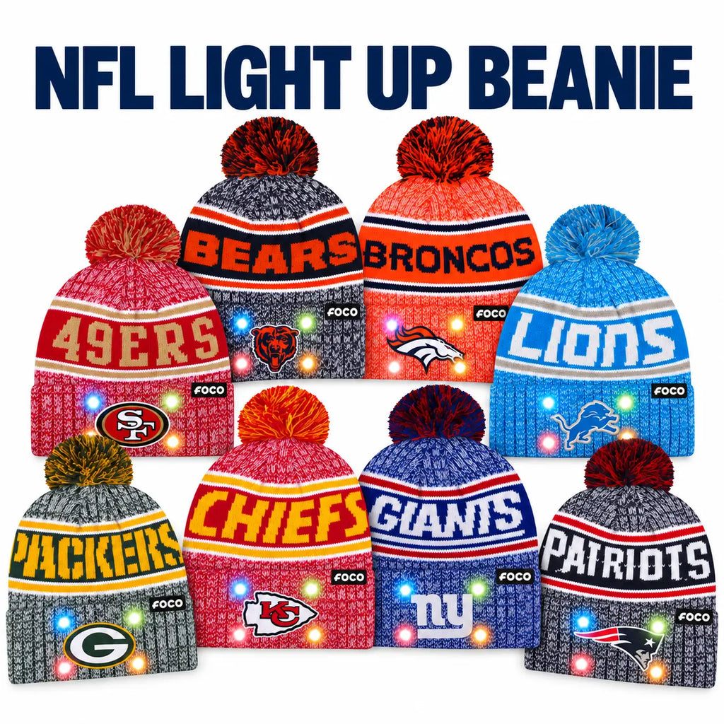 NFL Officially Licensed Team Color Warm Light up Pom Beanie