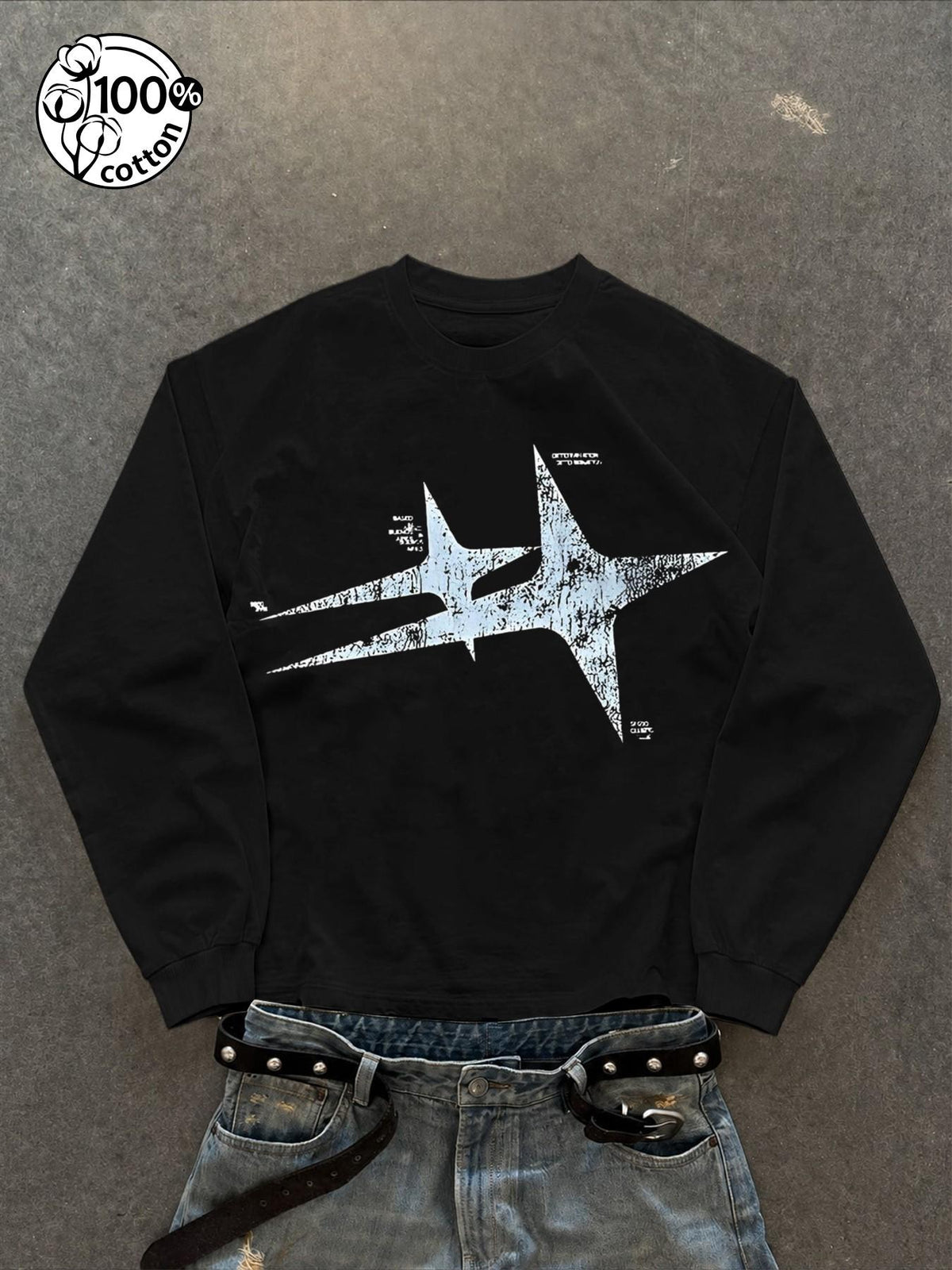 Vintage Cracked Star Y2K Rock Long-Sleeve T-Shirt