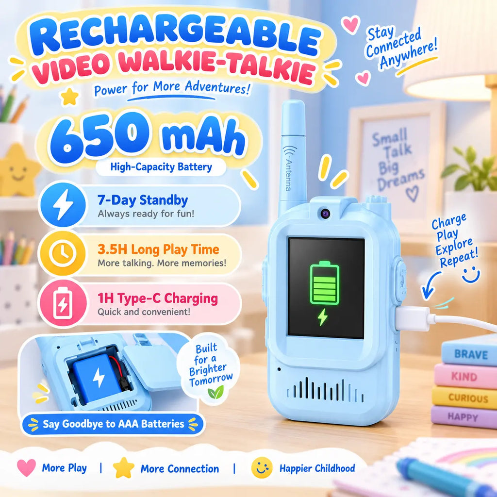 Kids’ Rechargeable Video Walkie-Talkies, 2-Pack