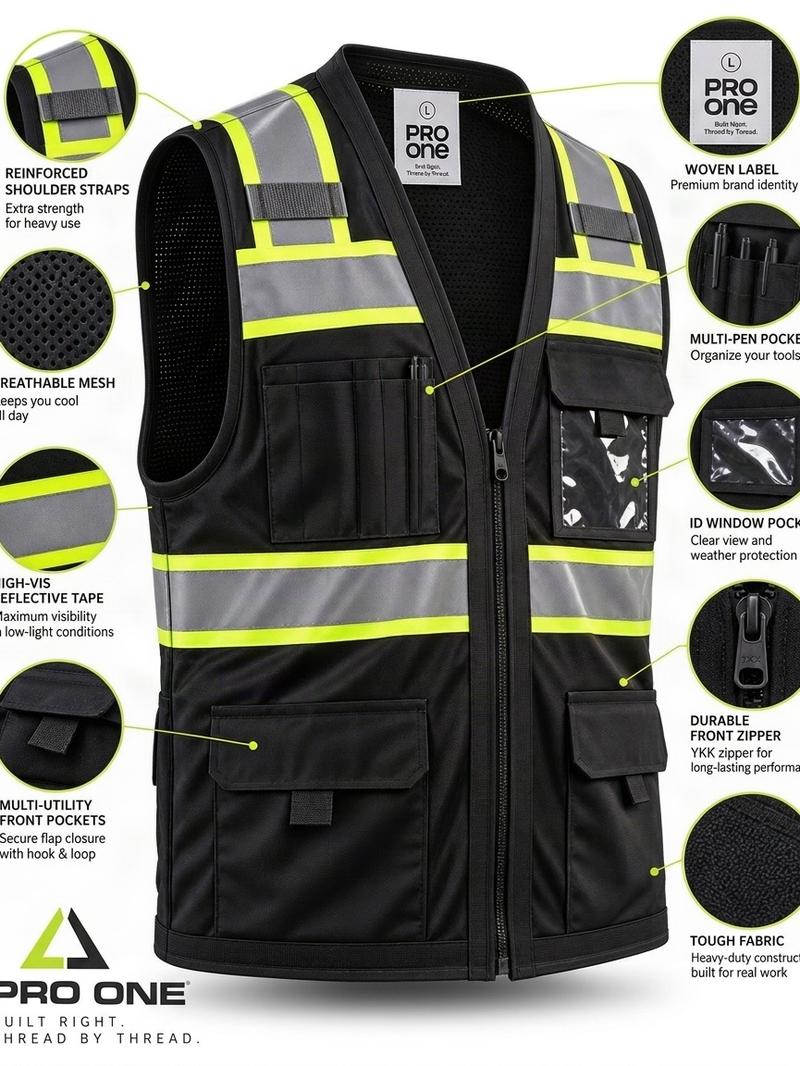 Pro One High-Vis Reflective Safety Vest for Trade Jobs - SV802Z