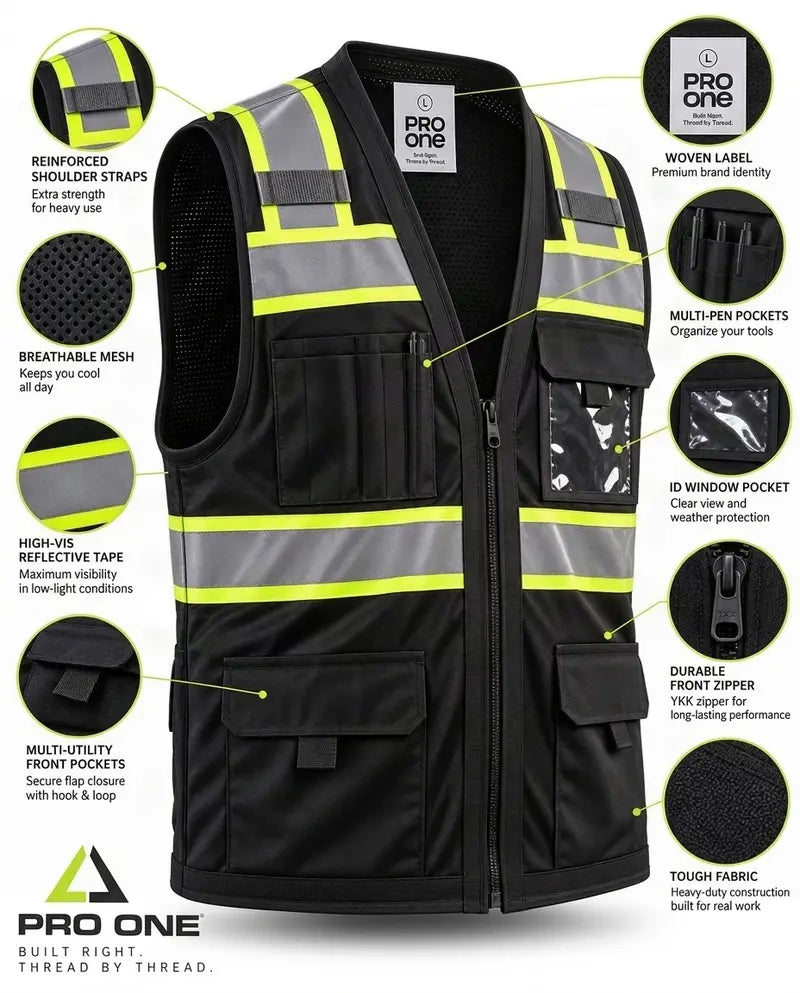 Pro One High-Vis Reflective Safety Vest for Trade Jobs - SV802Z