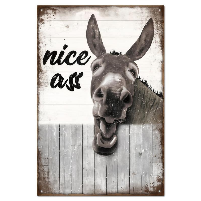 1pc Funny Donkey "Cheese Heads" Bathroom Art Sign - Farmhouse Vintage Metal Tin Wall Decor for Home, Restaurant, Bar - Retro Hilarious Donkey Lover Gift, Trending Viral Must-Have Sassy Bathroom Humor Aesthetic Country Kitchen Decor