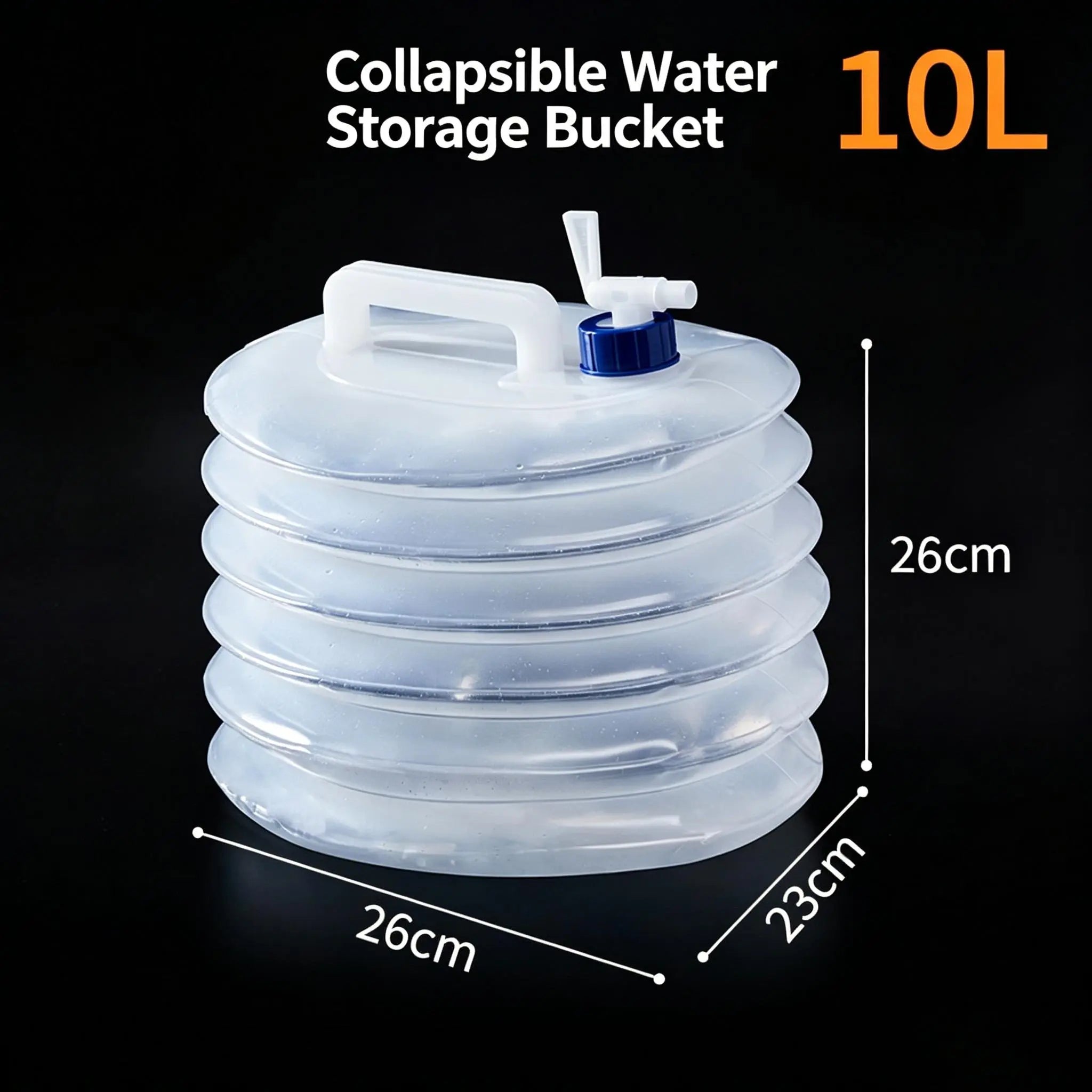 Large-Capacity Collapsible Water Bucket with Handle, Portable Water Container for Camping, Hiking, Picnics & Outdoor Use