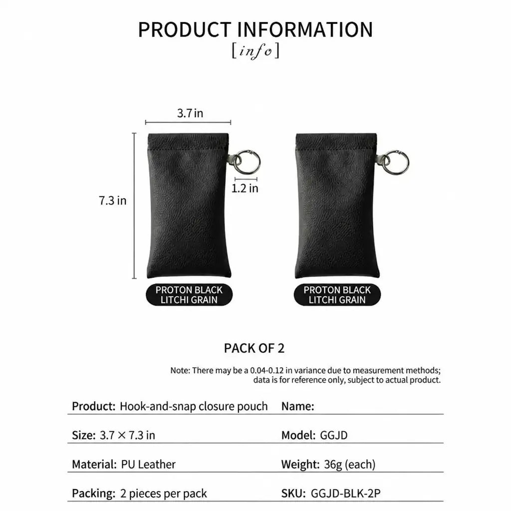 PU Leather Glasses Pouch with Cleaning Cloth & Keychain