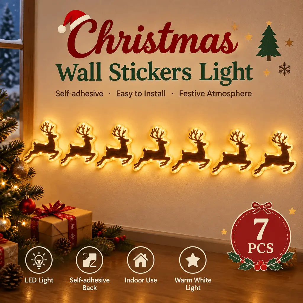 Cordless LED Santa Sleigh & Reindeer Wall Decor