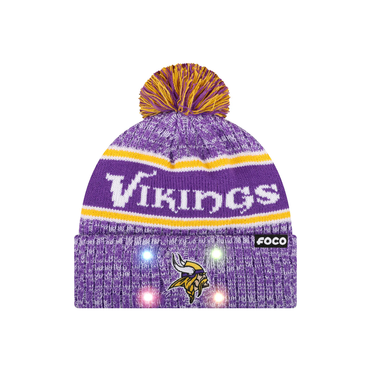 NFL Officially Licensed Team Color Warm Light up Pom Beanie
