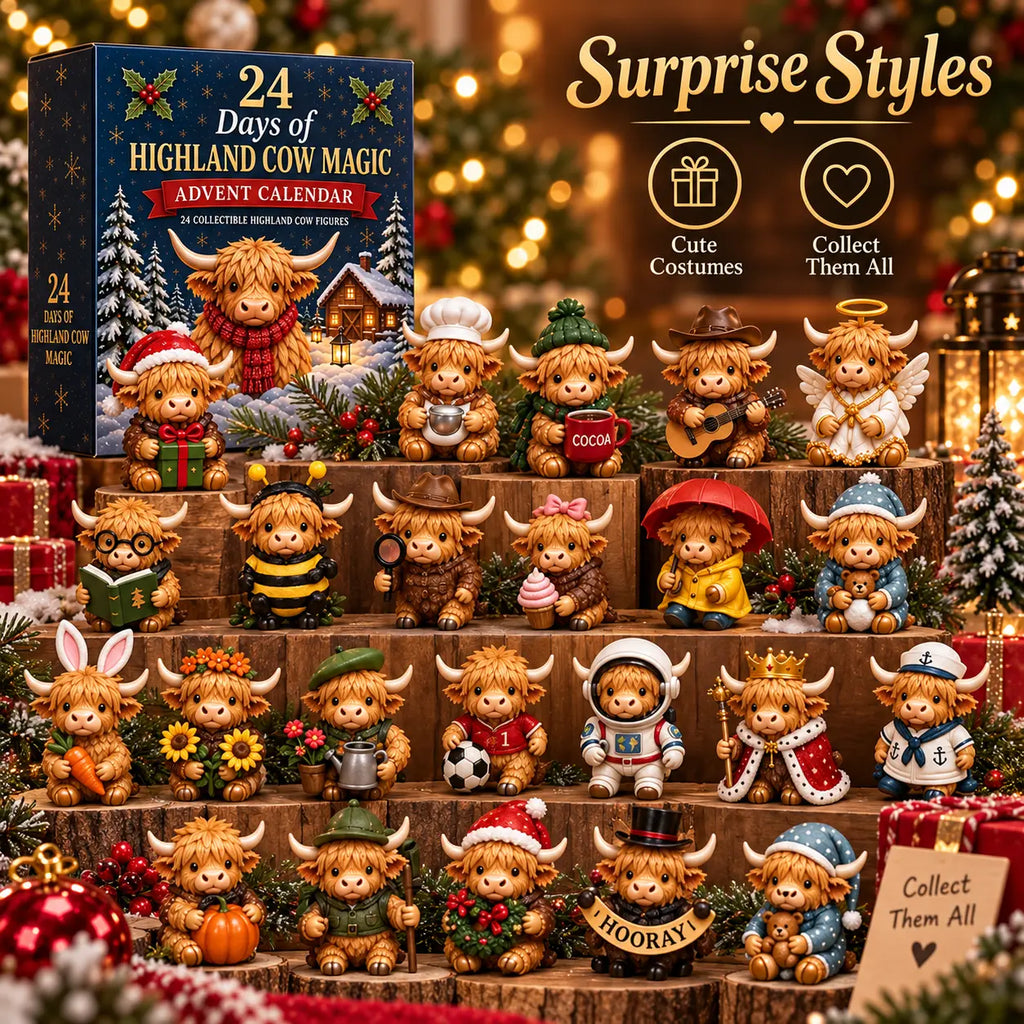 24-Day Highland Cow Figurine Advent Calendar