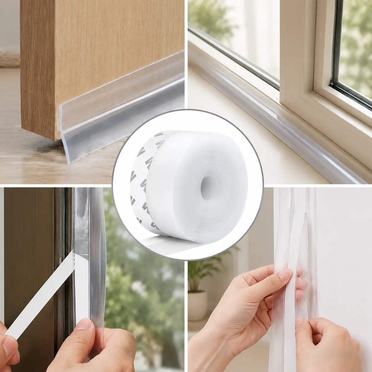 32.8FT Adhesive PU Weather Stripping Tape, Draft & Dust Seal for Doors, Windows & Gaps